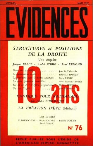 Evidences. N° 76 (Mars 1959)